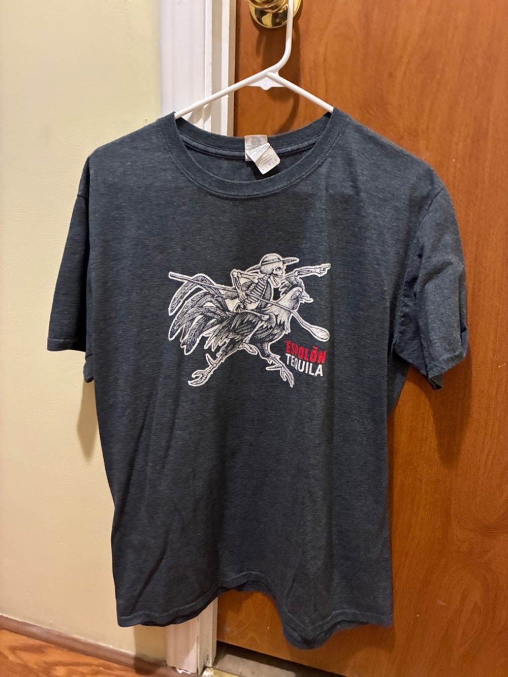 Gildan Black Heather Short Sleeve T-Shirt with White & Red Graphic